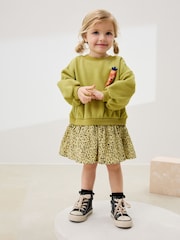 Green Carrot Mesh Skirt Sweat Dress (3mths-7yrs) - Image 1 of 7