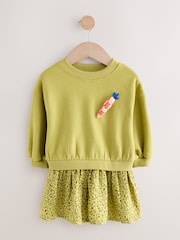 Green Carrot Mesh Skirt Sweat Dress (3mths-7yrs) - Image 4 of 7