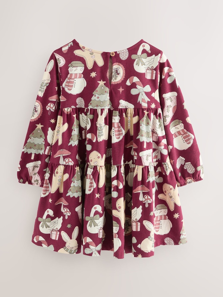 Buy Red Christmas Long Sleeve Tiered Dress (3mths-7yrs) from Next USA