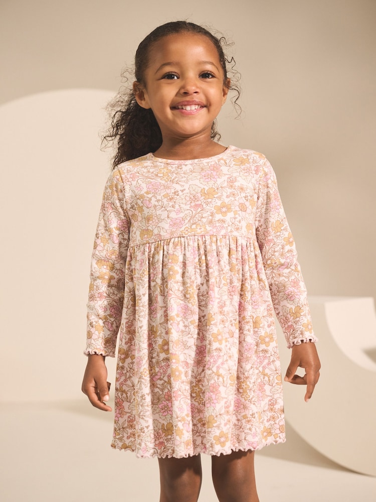 Floral Long Sleeve Ribbed Dress (3mths-7yrs) - Image 1 of 8