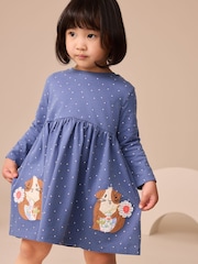 Blue Guinea Pig Long Sleeve Embellished Dress (3mths-7yrs) - Image 2 of 7