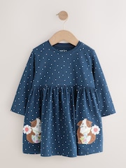 Blue Guinea Pig Long Sleeve Embellished Dress (3mths-7yrs) - Image 4 of 7