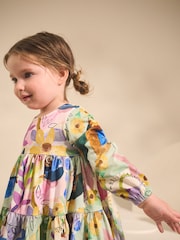 Bright Floral Long Sleeve Tiered Dress (3mths-7yrs) - Image 3 of 8