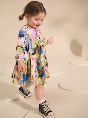 Bright Floral Long Sleeve Tiered Dress (3mths-7yrs) - Image 4 of 8