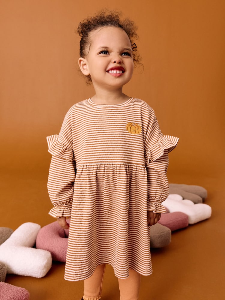 Orange Pumpkin Long Sleeve Dress and Leggings Set (3mths-7yrs) - Image 1 of 8