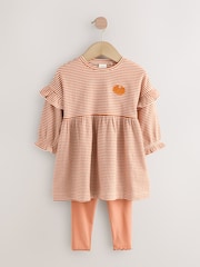 Orange Pumpkin Long Sleeve Dress and Leggings Set (3mths-7yrs) - Image 5 of 8