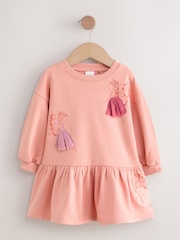 وردي جنية - Dropped Waist Sweat Dress (3mths-7yrs) - صورة 5 من 8