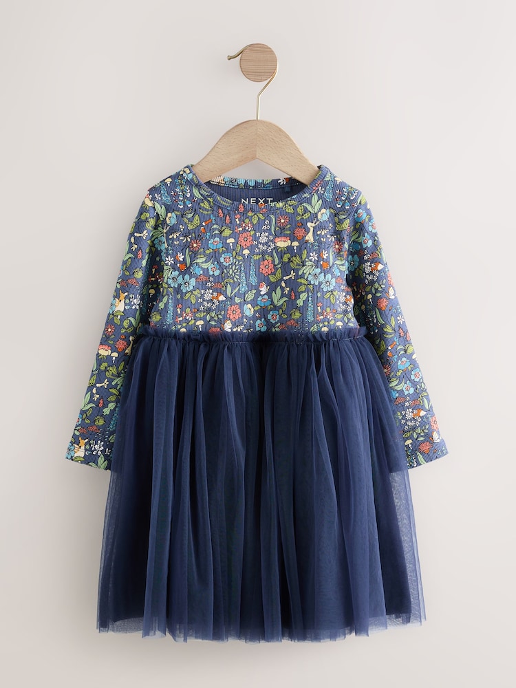 Buy Navy Floral Long Sleeve Mesh Party Dress (3mths-7yrs) from Next USA Buy Navy Floral Long Sleeve Mesh Party Dress (3mths-7yrs) from Next USA