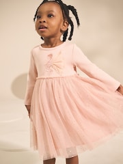 Pink Fairy Long Sleeve Mesh Party Dress (3mths-7yrs) - Image 1 of 8