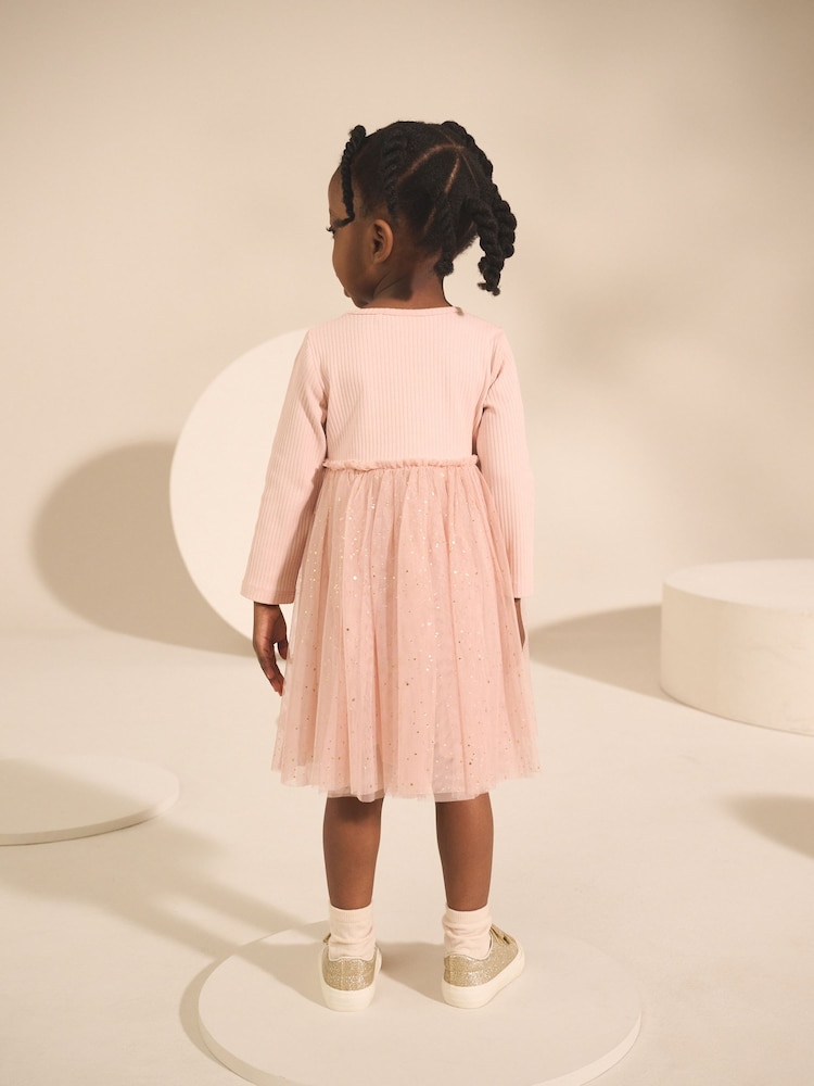 Pink Fairy Long Sleeve Mesh Party Dress (3mths-7yrs) - Image 2 of 8