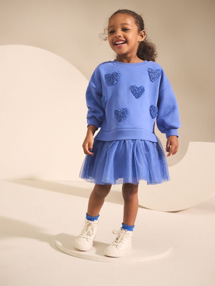 Blue Sequin Sweat Party Dress (3mths-7yrs) - Image 1 of 4 Blue Sequin Sweat Party Dress (3mths-7yrs) - Image 1 of 4