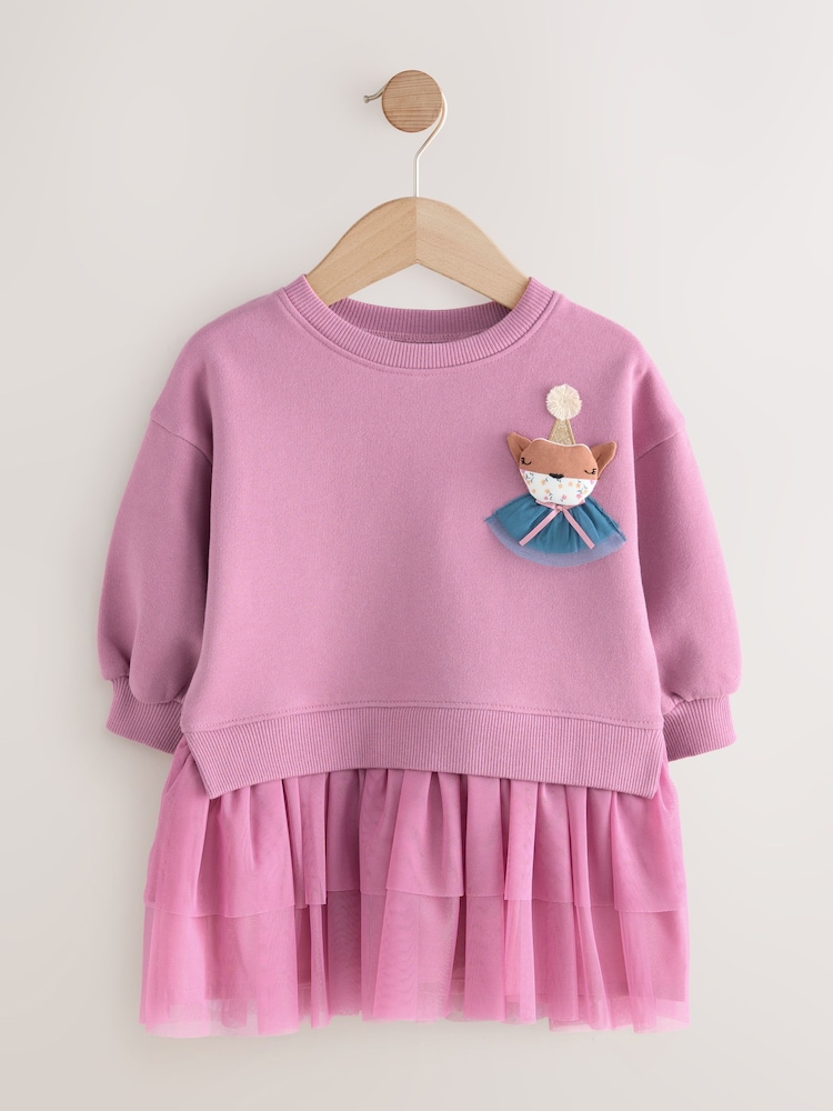 Buy Purple Fox Sweat Party Dress (3mths-7yrs) from Next Oman