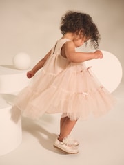 Blush Pink Sleeveless Bow Mesh Dress (3mths-7yrs) - Image 2 of 8