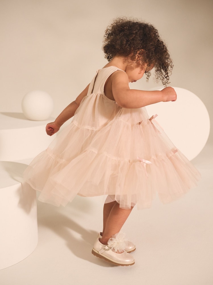 Blush Pink Sleeveless Bow Mesh Dress (3mths-7yrs) - Image 2 of 8
