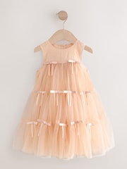 Blush Pink Sleeveless Bow Mesh Dress (3mths-7yrs) - Image 5 of 8