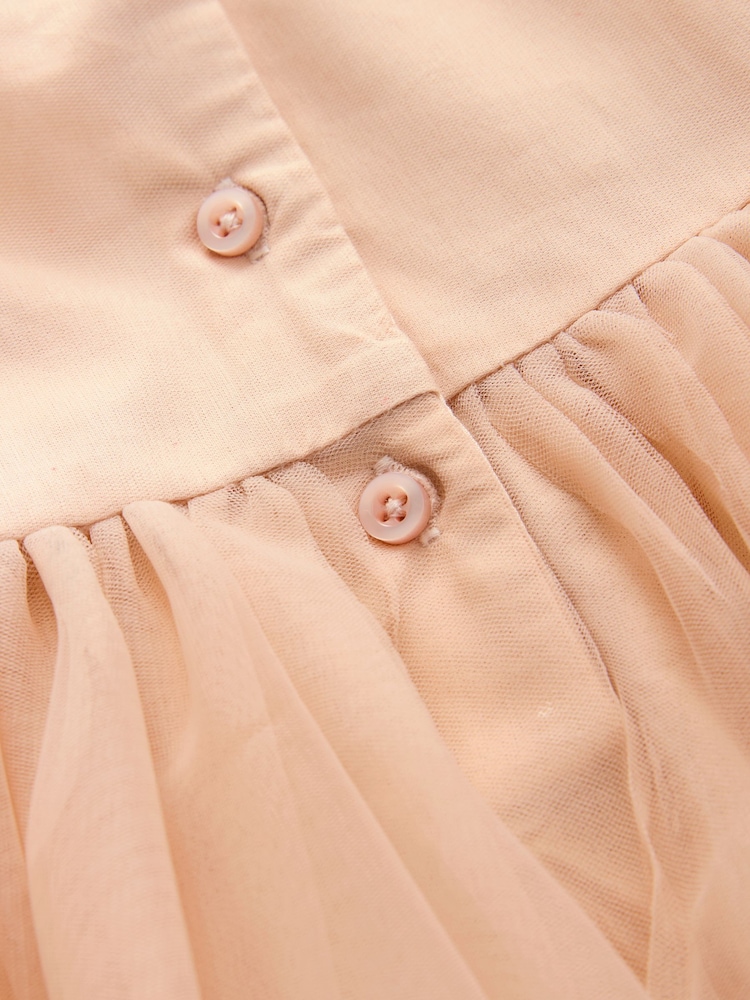 Blush Pink Sleeveless Bow Mesh Dress (3mths-7yrs) - Image 8 of 8