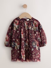 Purple Long Sleeve Mesh Dress (3mths-7yrs) - Image 5 of 8