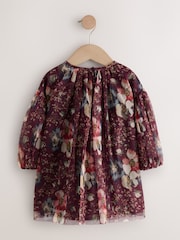 Purple Long Sleeve Mesh Dress (3mths-7yrs) - Image 6 of 8