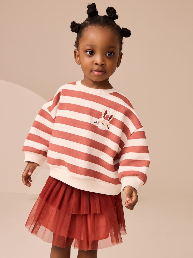 Orange Striped Long Sleeve Top and Skirt Set (3mths-7yrs) - Image 1 of 4