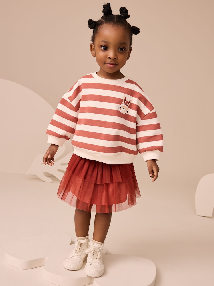 Orange Striped Long Sleeve Top and Skirt Set (3mths-7yrs) - Image 2 of 4