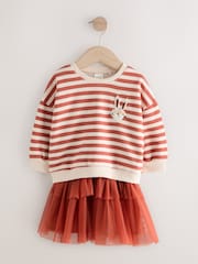 Orange Striped Long Sleeve Top and Skirt Set (3mths-7yrs) - Image 6 of 8