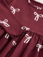Burgund - Long Sleeve Ribbed Dress (3mths-7yrs) - Bild 7 von 7