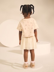 Cream Floral Print Short Sleeve Top and Skirt Set (3mths-7yrs) - Image 2 of 9
