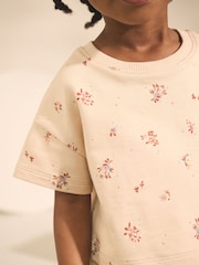 Cream Floral Print Short Sleeve Top and Skirt Set (3mths-7yrs) - Image 3 of 9