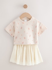 Cream Floral Print Short Sleeve Top and Skirt Set (3mths-7yrs) - Image 5 of 9