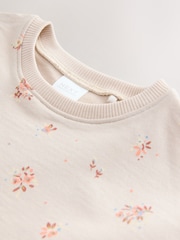 Cream Floral Print Short Sleeve Top and Skirt Set (3mths-7yrs) - Image 8 of 9