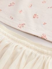 Cream Floral Print Short Sleeve Top and Skirt Set (3mths-7yrs) - Image 9 of 9