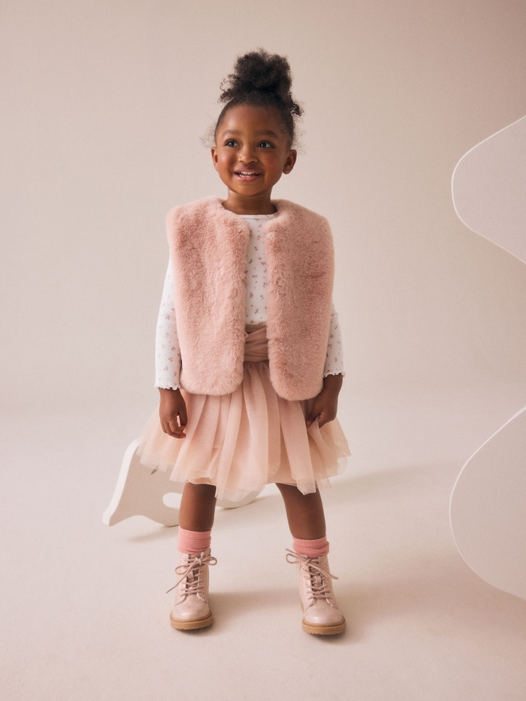 Pink T-Shirt Gilet & Skirt 3 Piece Set (3mths-7yrs) - Image 1 of 3 Pink T-Shirt Gilet & Skirt 3 Piece Set (3mths-7yrs) - Image 1 of 3
