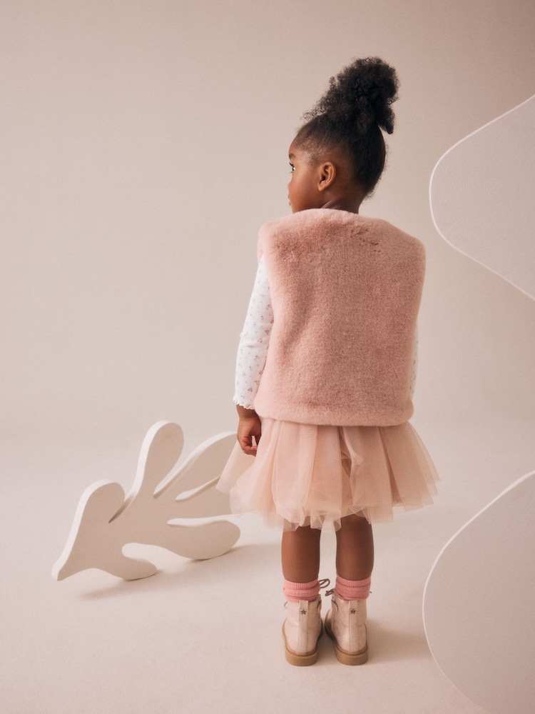 Pink T-Shirt Gilet & Skirt 3 Piece Set (3mths-7yrs) - Image 2 of 3 Pink T-Shirt Gilet & Skirt 3 Piece Set (3mths-7yrs) - Image 2 of 3