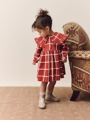 Rot kariert - Langärmeliges Kleid mit Kragen (3 Monate bis 7 Jahre) - Bild 1 von 8