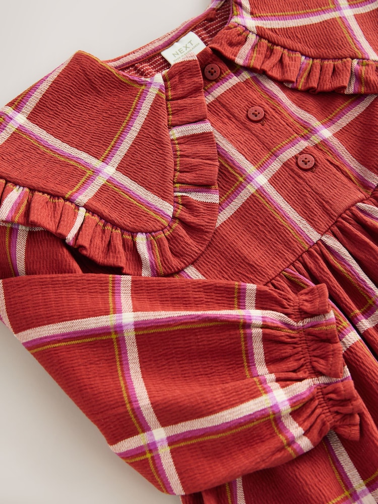 Red Check Long Sleeve Collared Dress (3mths-7yrs) - Image 8 of 8 Red Check Long Sleeve Collared Dress (3mths-7yrs) - Image 8 of 8