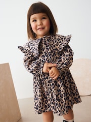 Leopard Print Long Sleeve Collared Dress (3mths-7yrs) - Image 1 of 8