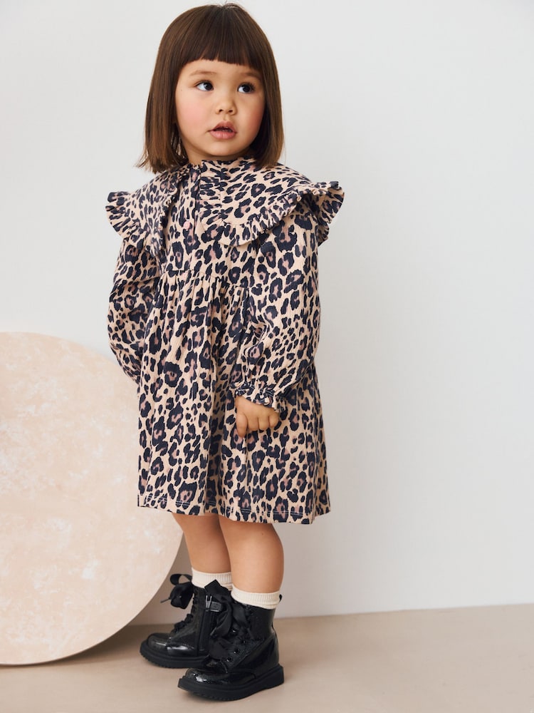 Leopard Print Long Sleeve Collared Dress (3mths-7yrs) - Image 2 of 8