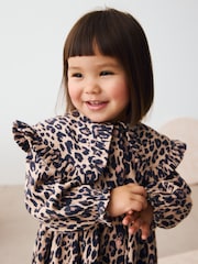 Leopard Print Long Sleeve Collared Dress (3mths-7yrs) - Image 4 of 8