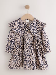 Leopard Print Long Sleeve Collared Dress (3mths-7yrs) - Image 5 of 8
