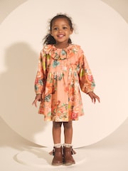 Autumnal Orange Long Sleeve Collared Dress (3mths-7yrs) - Image 1 of 7