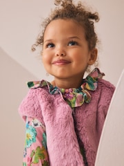 Pink Floral Dress & Gilet 3 Piece Set (3mths-7yrs) - Image 2 of 11