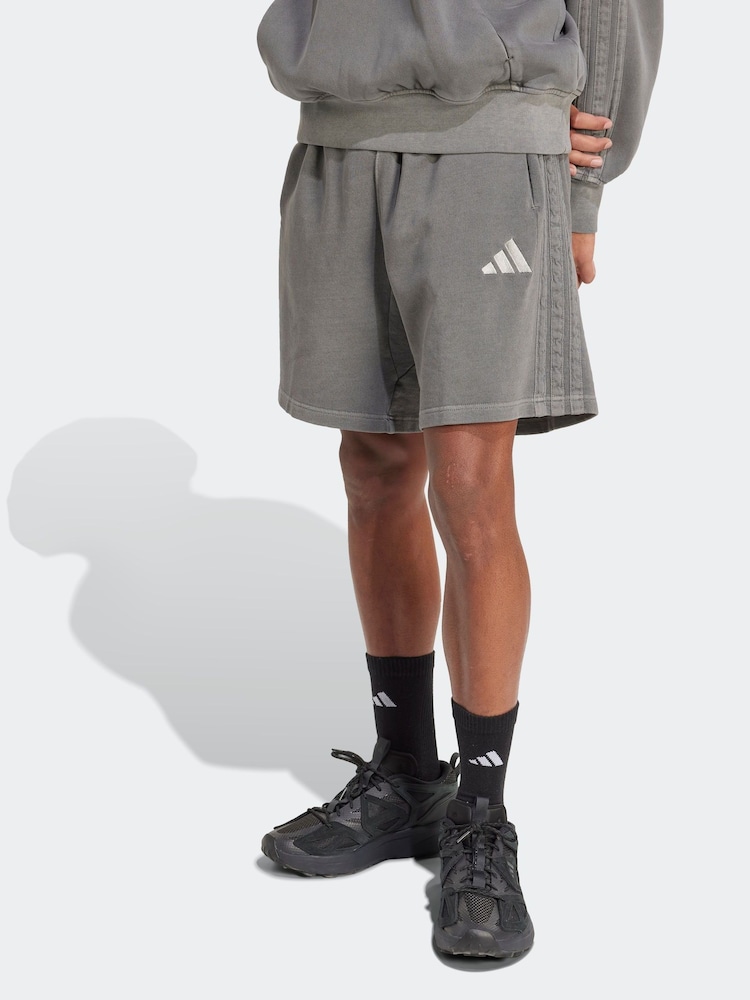 adidas Black All SZN French Terry Washed 100% Cotton 8 Inch Shorts - Image 1 of 6