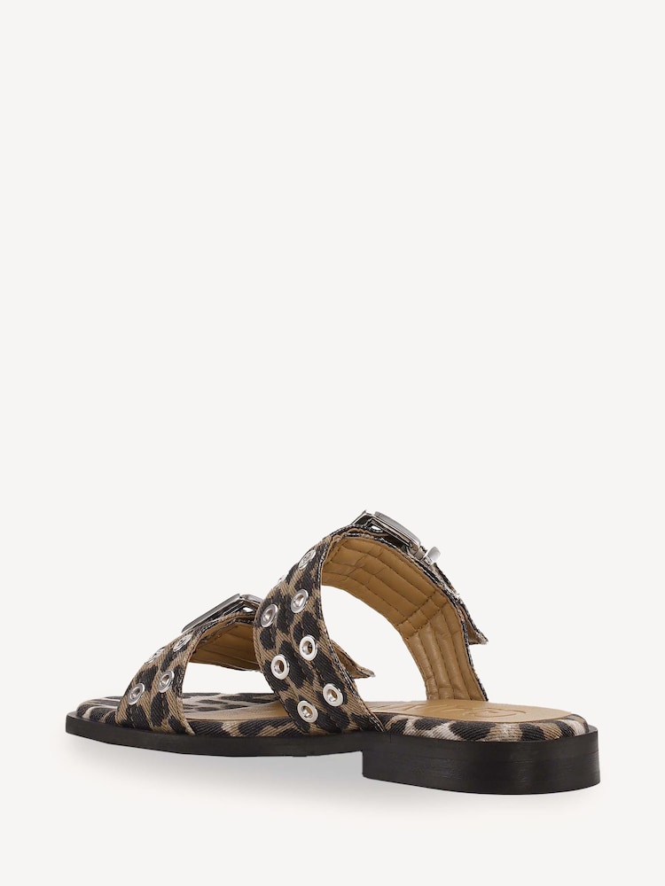 Ganni Animal Feminine Buckle Two Strap Naplack Sandals - Image 3 of 3 Ganni Animal Feminine Buckle Two Strap Naplack Sandals - Image 3 of 3