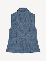 Ganni Blue Fluffy Denim Fitted Top - Image 6 of 6