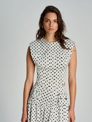 Ganni White Polka Dot Double Satin Corset Blouse - Image 3 of 7