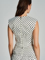 Ganni White Polka Dot Double Satin Corset Blouse - Image 4 of 7