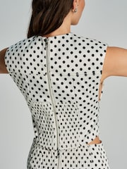 Ganni White Polka Dot Double Satin Corset Blouse - Image 6 of 7