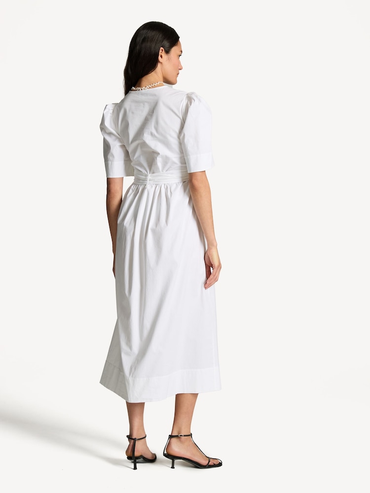 Ganni White Washed Stretch Tie Strap Midi Dress - Image 2 of 6