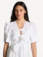 Ganni White Washed Stretch Tie Strap Midi Dress - Image 4 of 6
