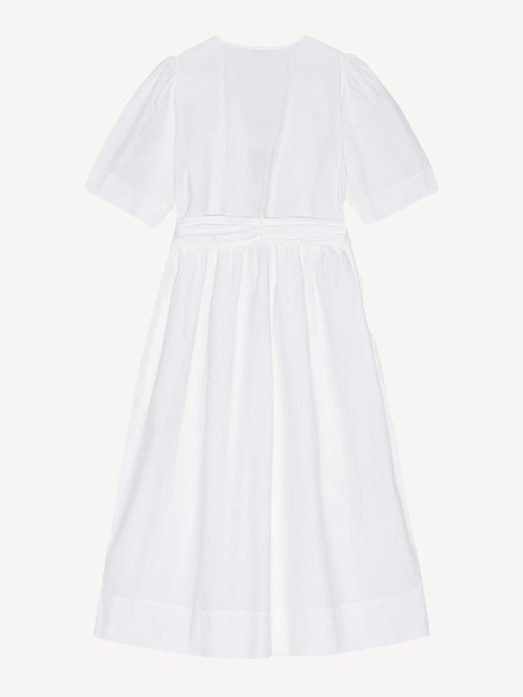 Ganni White Washed Stretch Tie Strap Midi Dress - Image 6 of 6